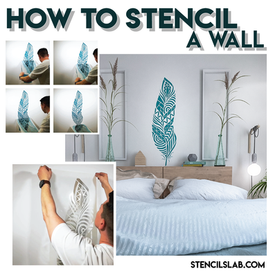 How to stencil a wall with feather stencil or mandala stencils