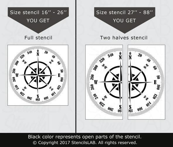 Compass Stencil - Large Compass Stencil - Circular Stencil - Large Wall and Floor Stencil
