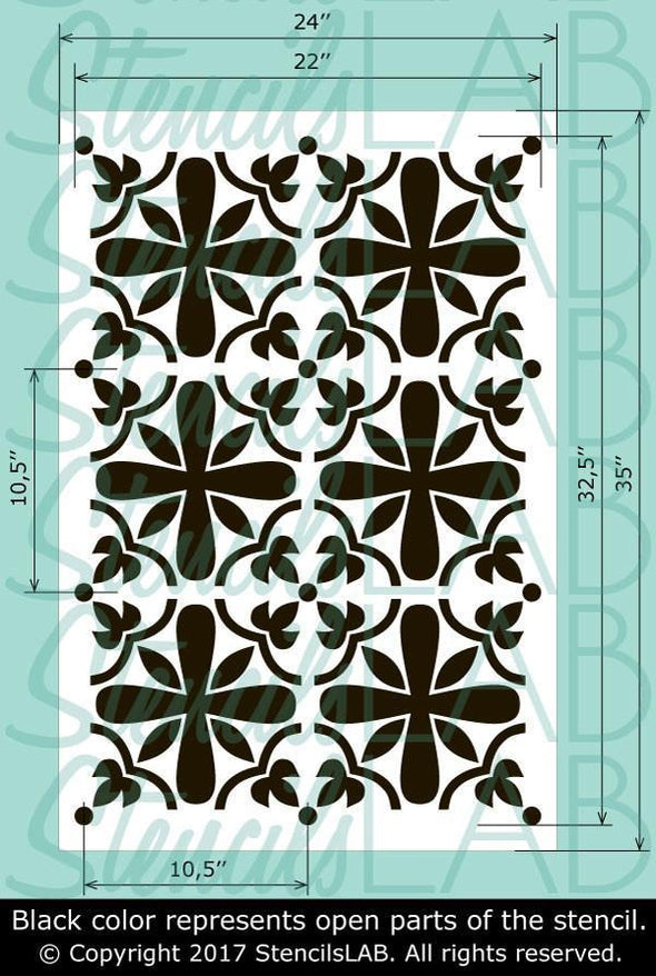 CATARINA- Wall & Floor Stencil- Extra Large Tile Stencil-StencilsLAB Wall Stencils