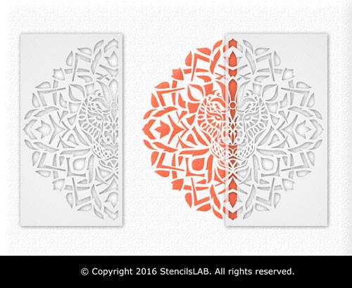 Decorative Lion Stencil - Medallion Stencil - Unique Design Stencil - Mandala Stencil - Zendala - Zentangle Design - StencilsLab Wall Stencils