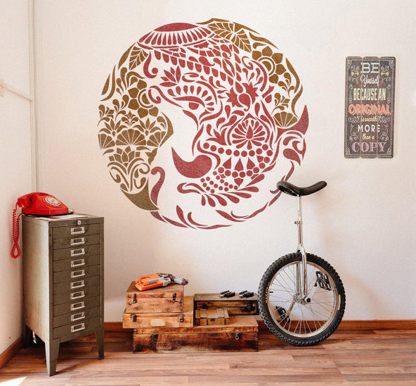 elephant wall stencil- large indian stencil- mandala art stencil