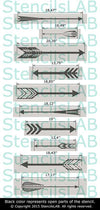 Feather Arrows Stencil- Set of 10 Separate Wall Stencils - StencilsLab Wall Stencils