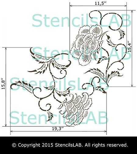 Furniture Floral Stencil - Reusable Stencils With Decorative Flowers