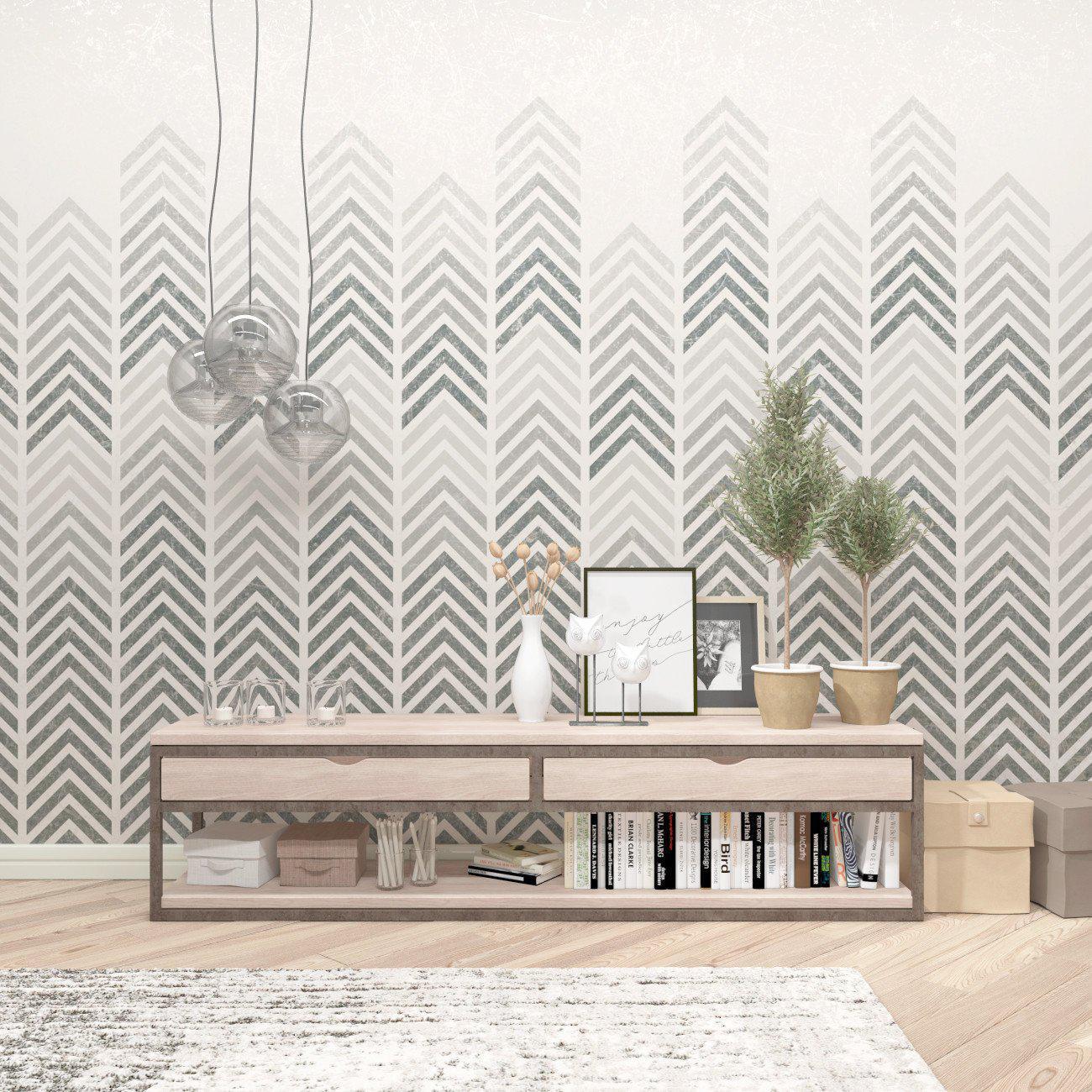 Modern Fibers Wall Stencils - Woven Texture Designs for Painting Walls