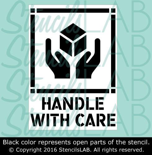 Handle with Care Stencil - Freight Marking Stencil - Shipping Stencils - Industrial Stencils--StencilsLab Wall Stencils
