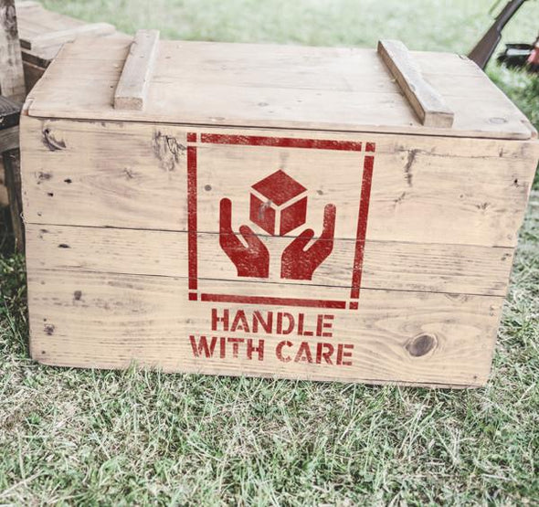 Handle with Care Stencil - Freight Marking Stencil - Shipping Stencils - Industrial Stencils--StencilsLab Wall Stencils