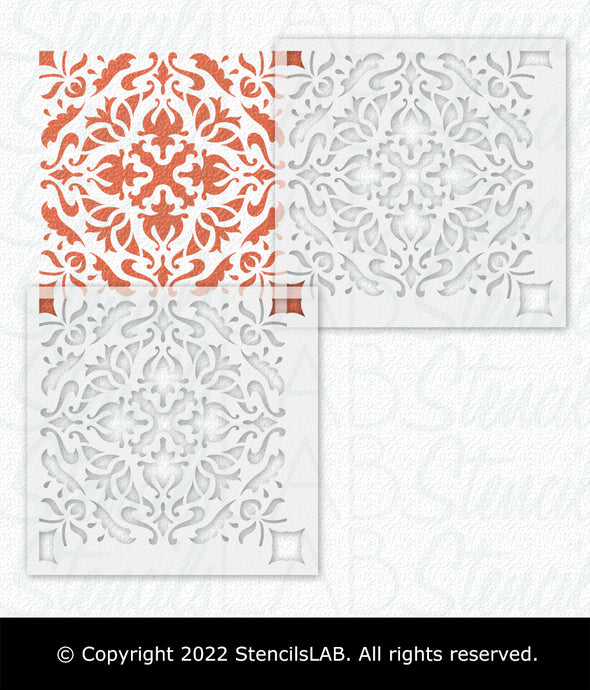 TURRO- Large Pattern Floor Stencil- Concrete Patio Floor Stencil- Large Pattern Tile Stencil- Floor Reusable Stencil- Available at few sizes