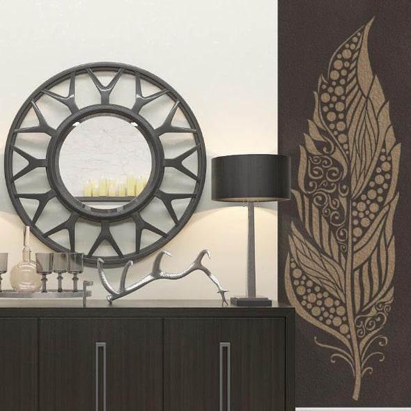 Large Feather Stencil For Walls - Decorative Feather Wall Stencil - Feather Wall Stencil - StencilsLab Wall Stencils