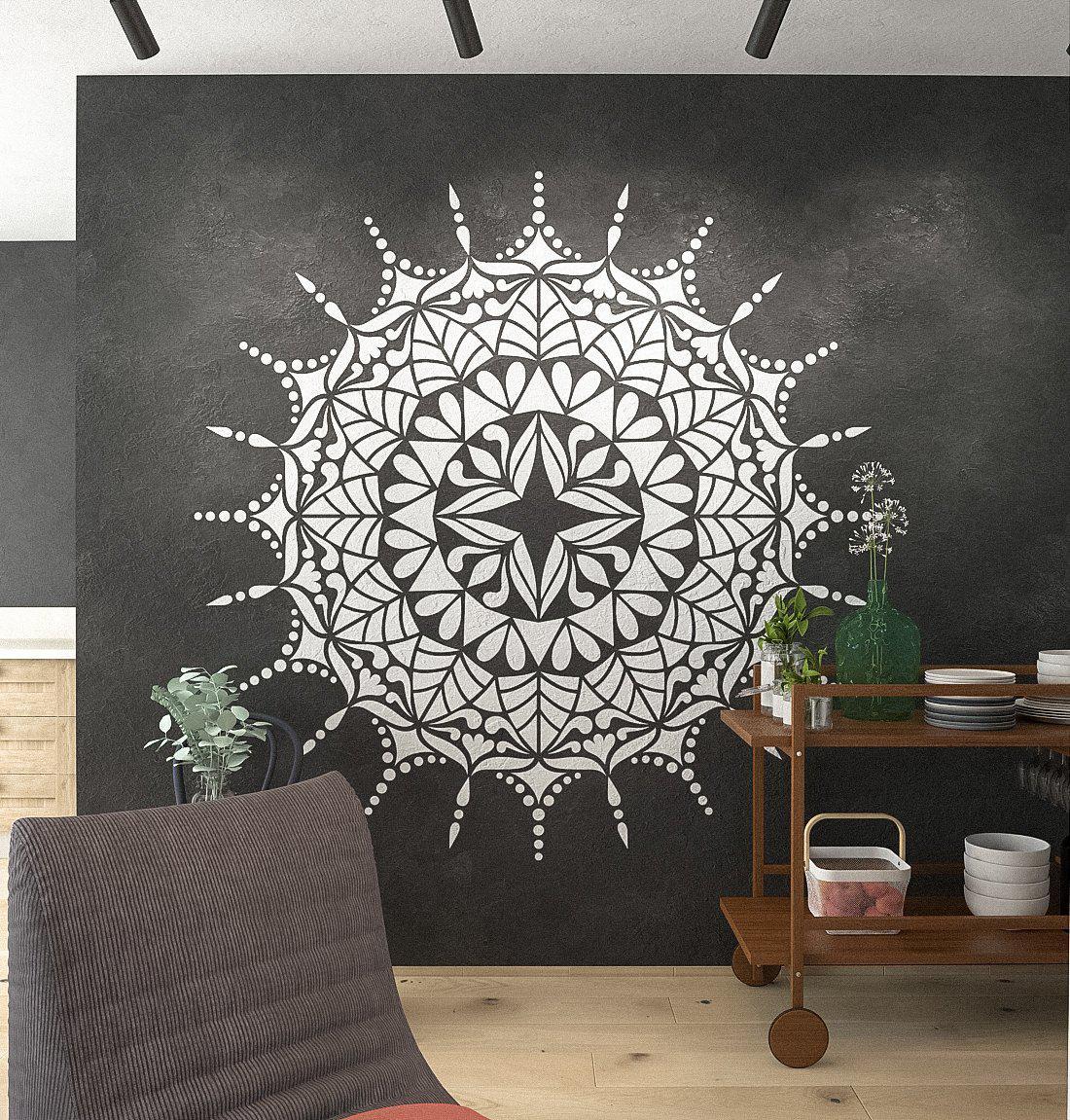 Mandala Floor Stencil- Original Mandala Design- Large Mandala Wall Stencil  – StencilsLAB Wall Stencils
