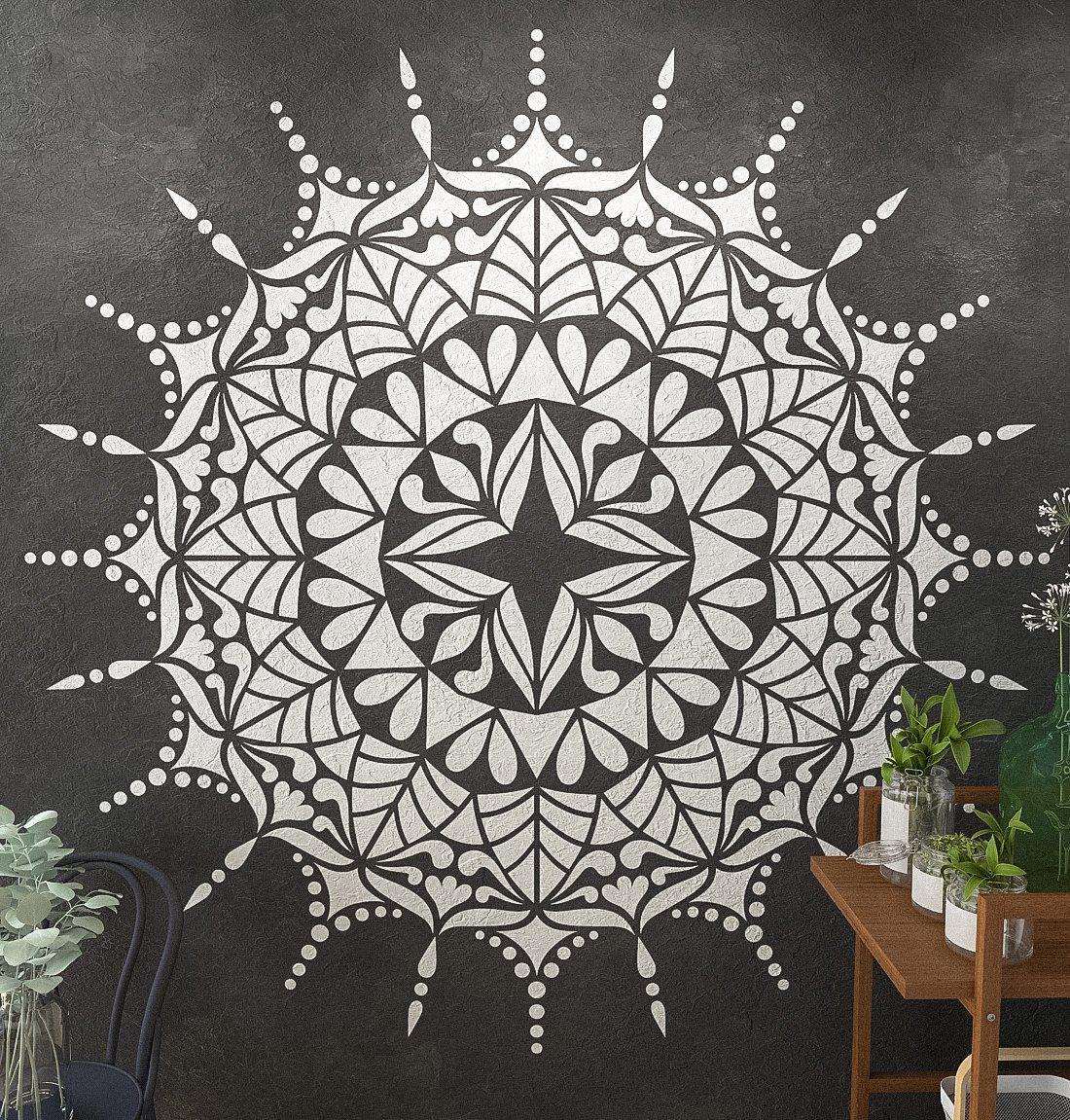 Mandala Floor Stencil- Original Mandala Design- Large Mandala Wall Stencil  – StencilsLAB Wall Stencils