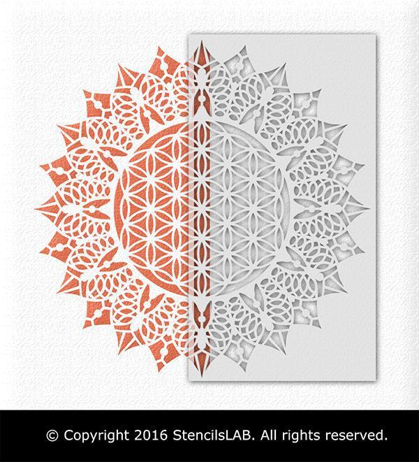 Large Mandala Stencils, Reusable Floral Mandala Stencil With Metal