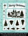 Merry Christmas Sign - Stencils Kit for Windows Decor - Christmas Stencils - Set of 15 Stencils - StencilsLab Wall Stencils