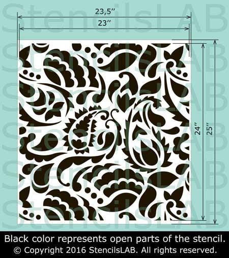 PAISLEY- Allover Stencil- Wall And Furniture Painting Stencil - StencilsLab Wall Stencils