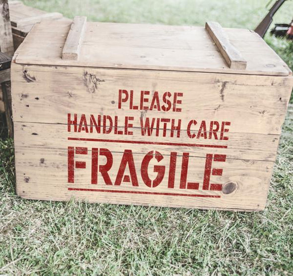 Please Handle With Care Fragile Stencil - Safety Stencils- Shipping Stencils - Industrial Stencils--StencilsLab Wall Stencils