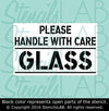 Please Handle With Care GLASS Stencil - Safety Stencils- Shipping Stencils - Industrial Stencils--StencilsLab Wall Stencils