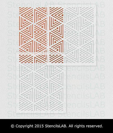 TRIANGLE MAZE- Geometric Wall Stencil- Modern Stencil For Walls ...