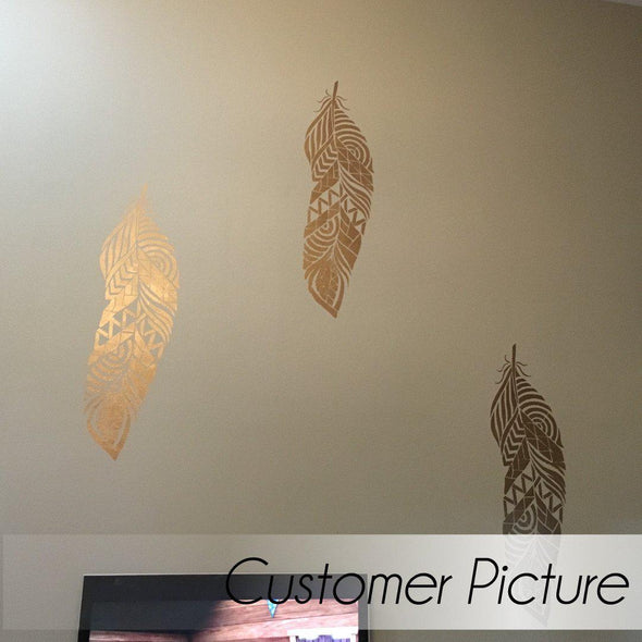 Tribal Feather Stencil For Walls - Large Feather Wall Stencil - Wall Stencil-StencilsLAB Wall Stencils