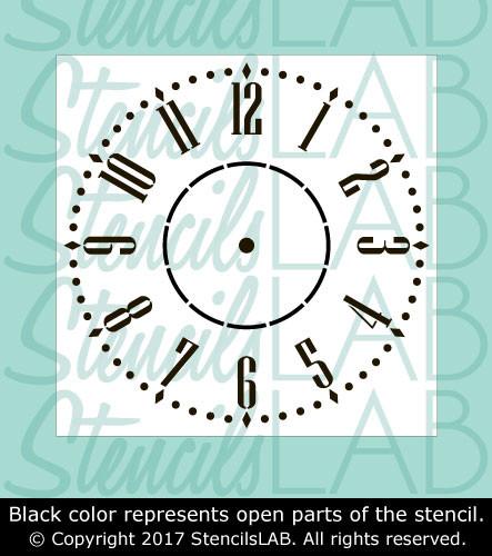 Vintage Clock Stencil - Modern Clock Stencil - DIY Clock Stencil - Stencil-StencilsLAB Wall Stencils