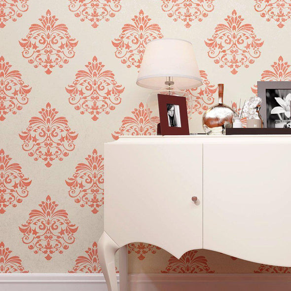 Damask Stencil Pattern for DIY Wall Painting