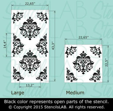 VIRGINIA- Damask Wall Stencil- Reusable Wall Stencils – StencilsLAB ...