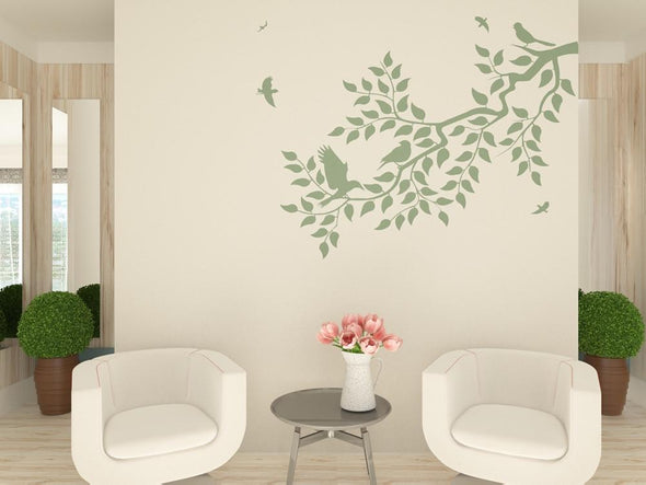 Branch and birds wall stencil